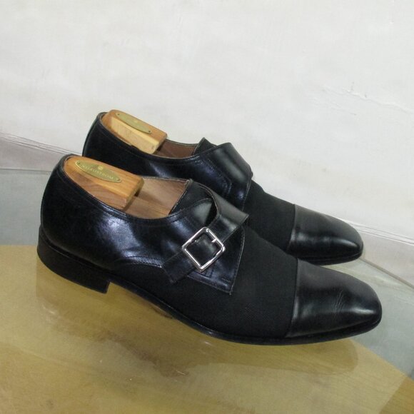 MERCANTI FLORENTI Men\'s Monk Strap Oxfords Black Leather Made In Italy Size 12 M